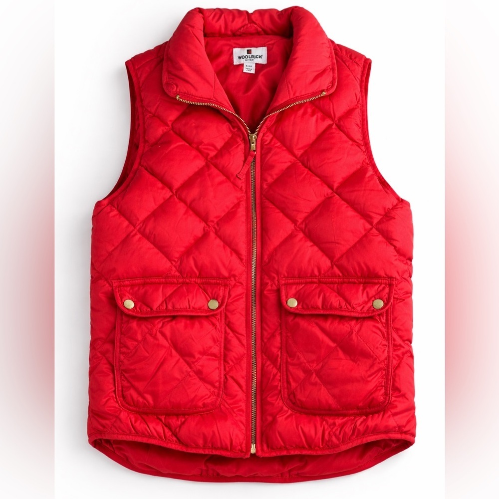 Woolrich Red Quilted Down Puffer Vest Duck Down Feather Fill Women’s Small